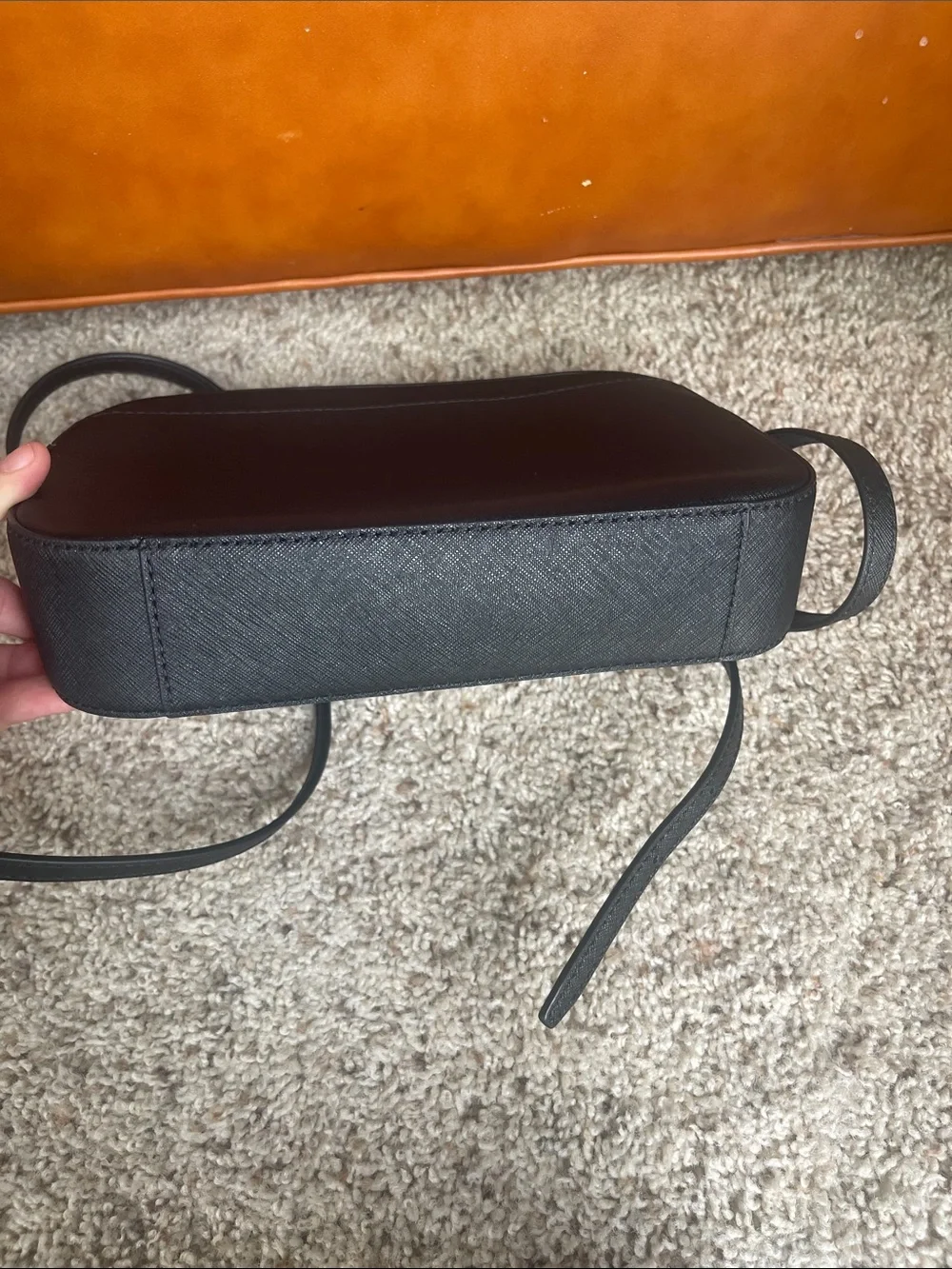 Michael Kors Black Crossbody Camera Bag with Gold Chain Detail